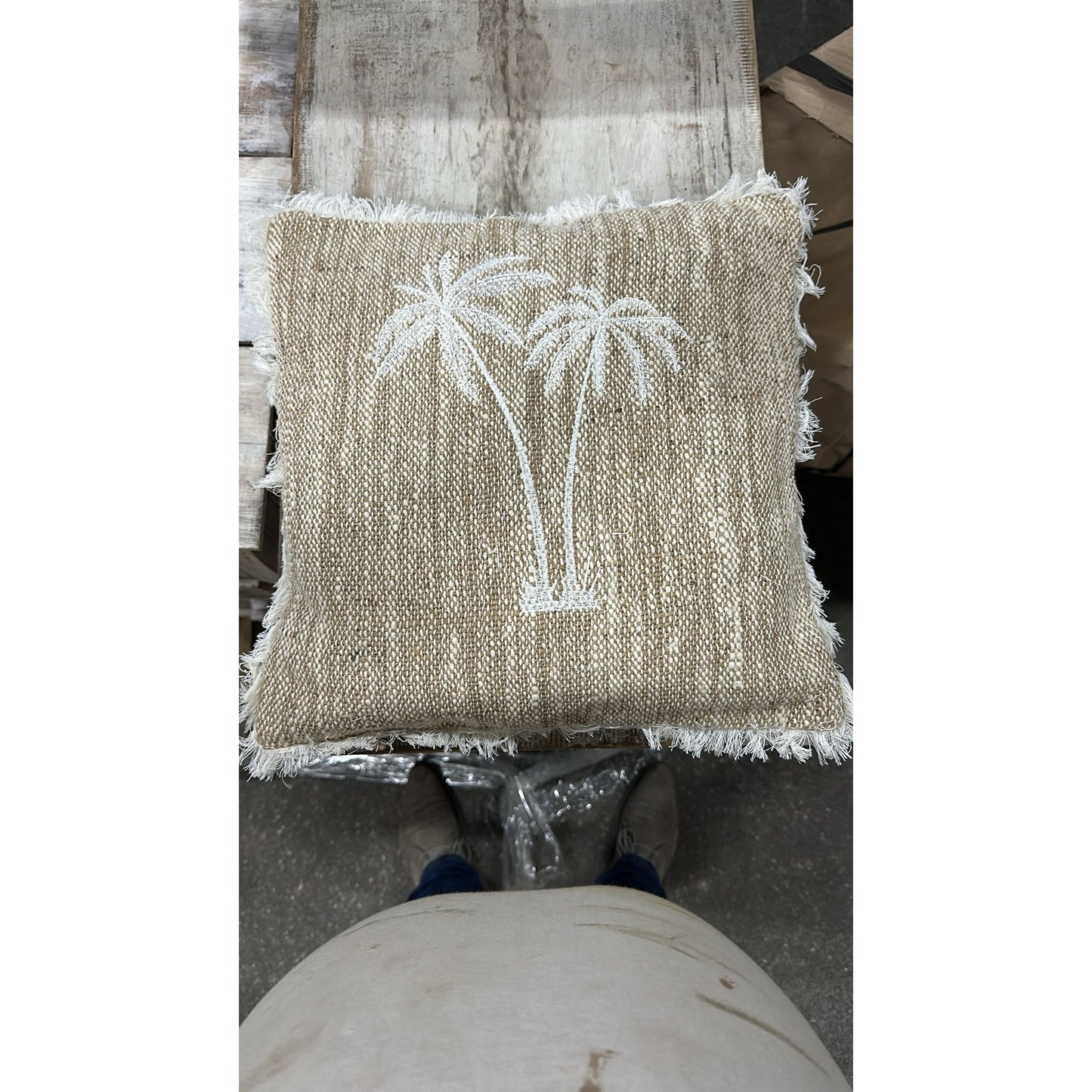 Funda de almohada doble diseño palmera blanca 40x40