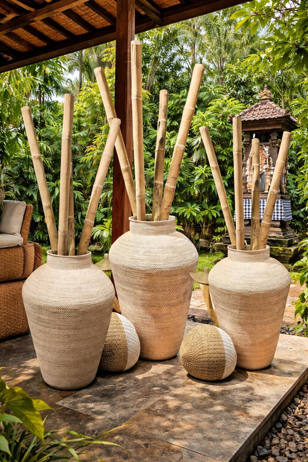 Varetas decorativas em bambu de 180 cm e 100 cm