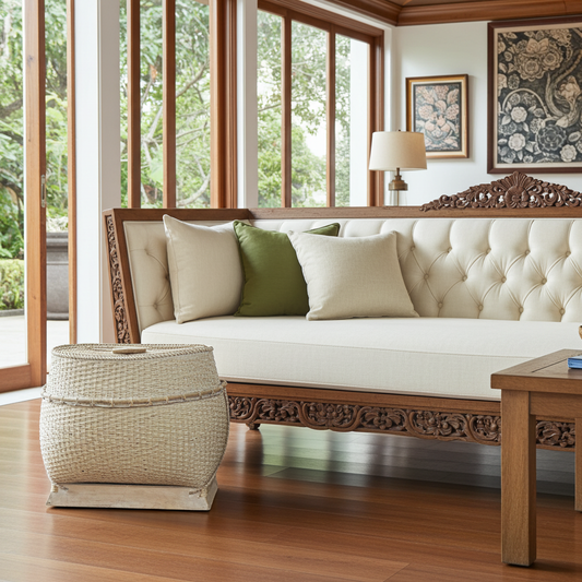 Rattan / bamboo newspaper basket in two colors