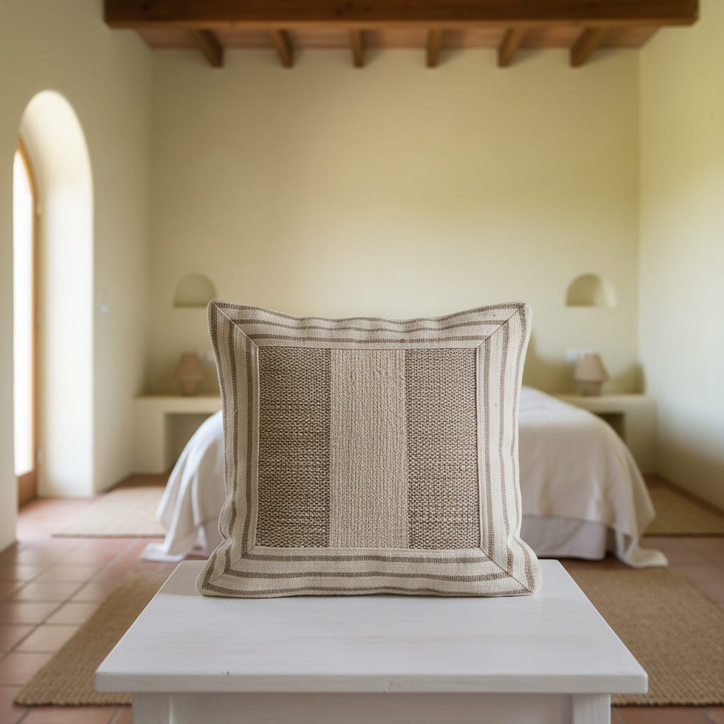 Woven Natural Stripe Cushion Cover Model Syahrir
