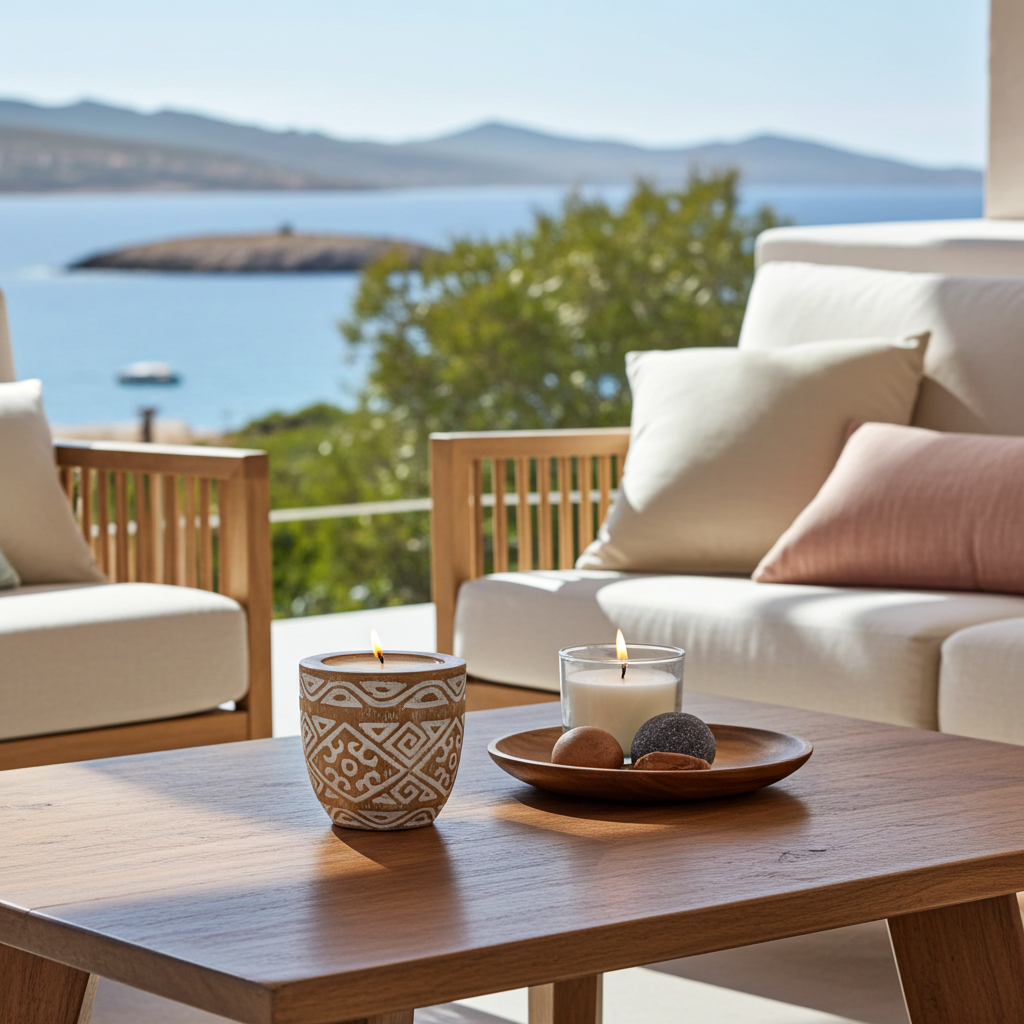 Hand-carved wooden candle in a whitewashed finish