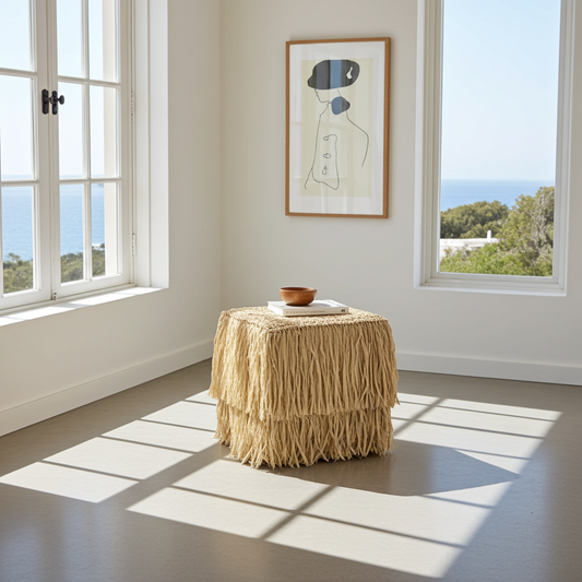 Square stool from dried grass Model Wosu