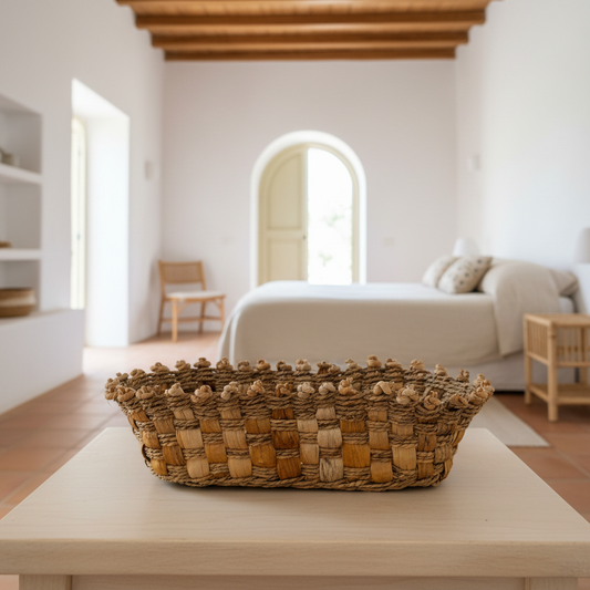 Woven Water Hyacinth Tray Basket Model Pemping