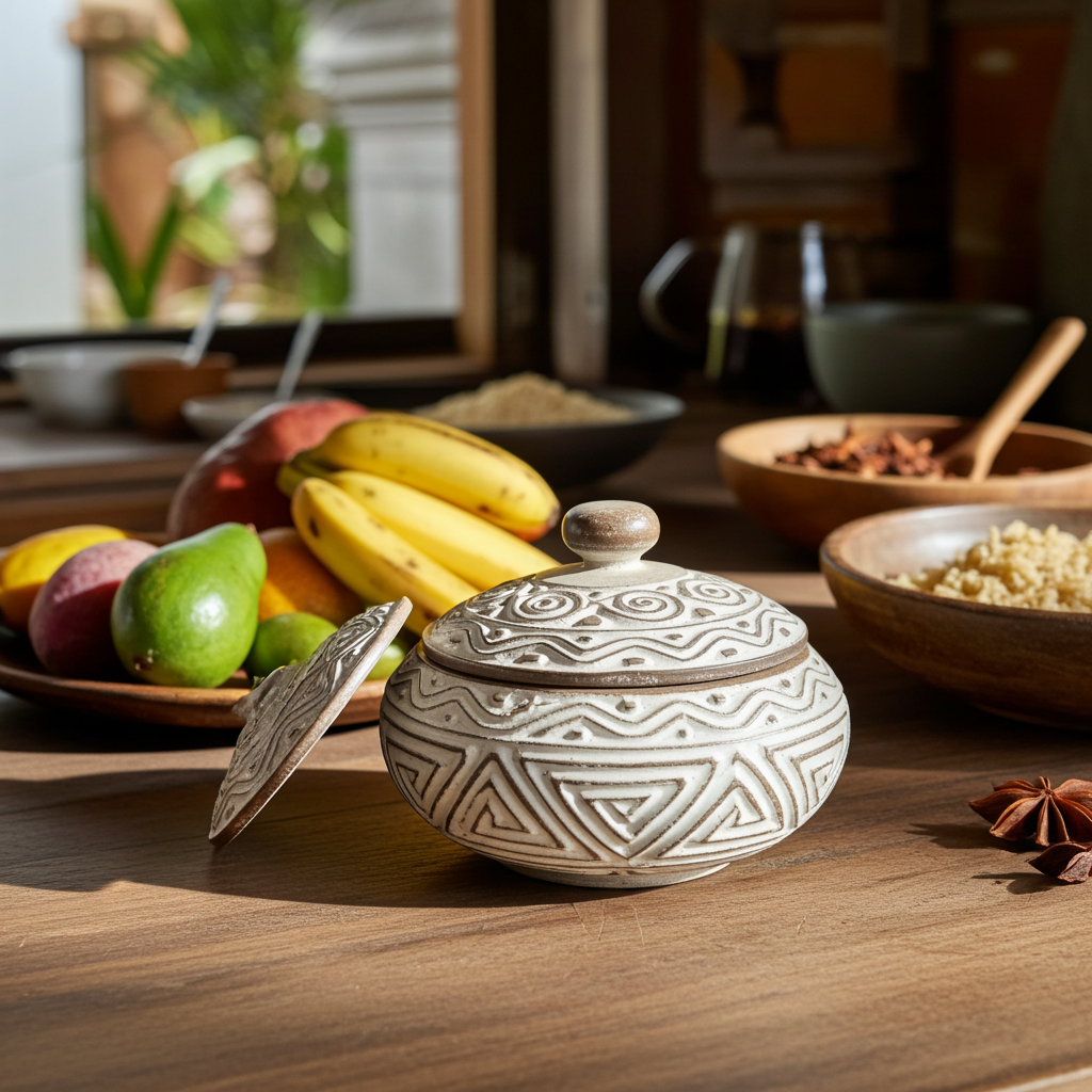 Cuenco de madera de Timor orgánica con tapa. Modelo Bulu