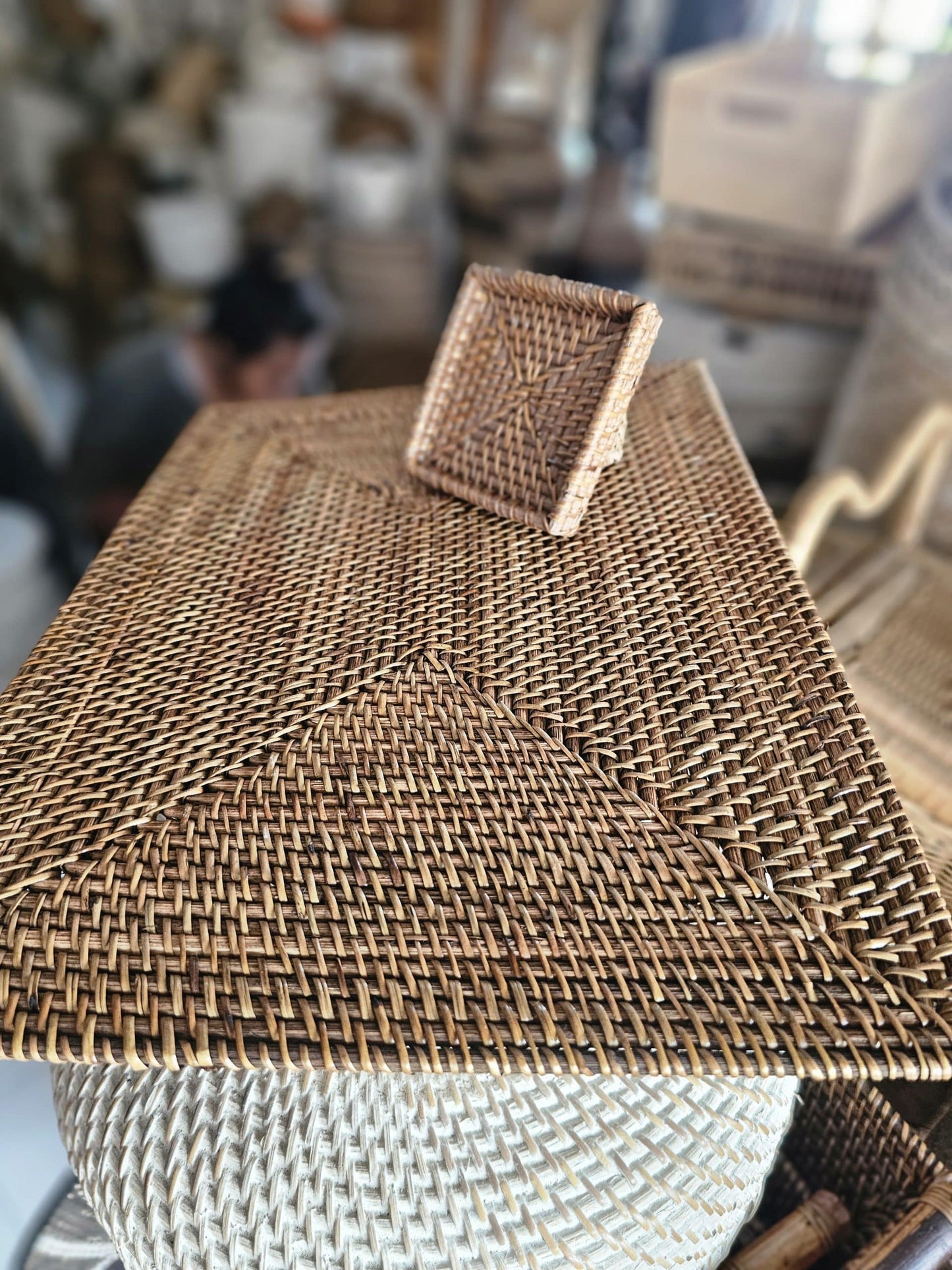 Rectangular rattan placemat