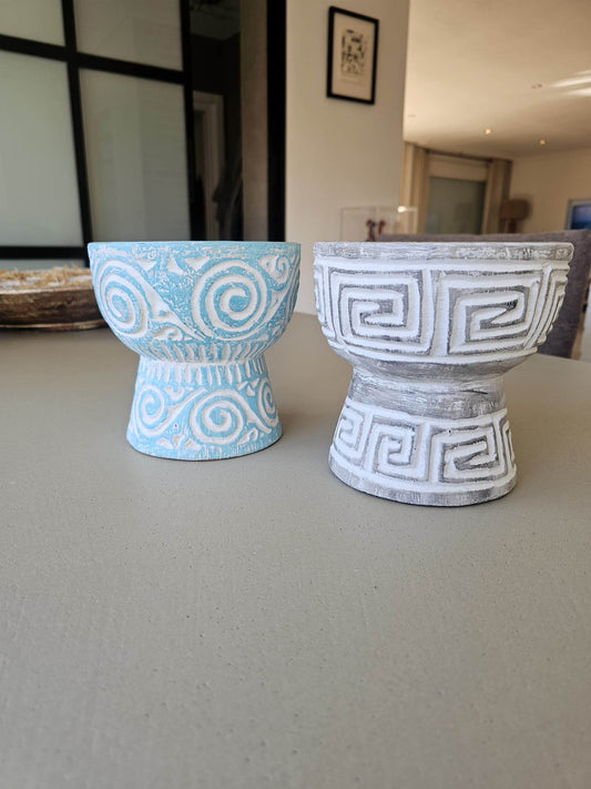 Handcarved wooden Candle in two colors