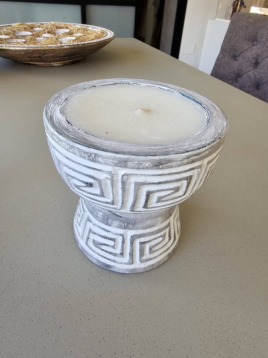 Handcarved wooden Candle in two colors