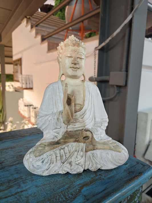 White / Natural sitting Buddha
