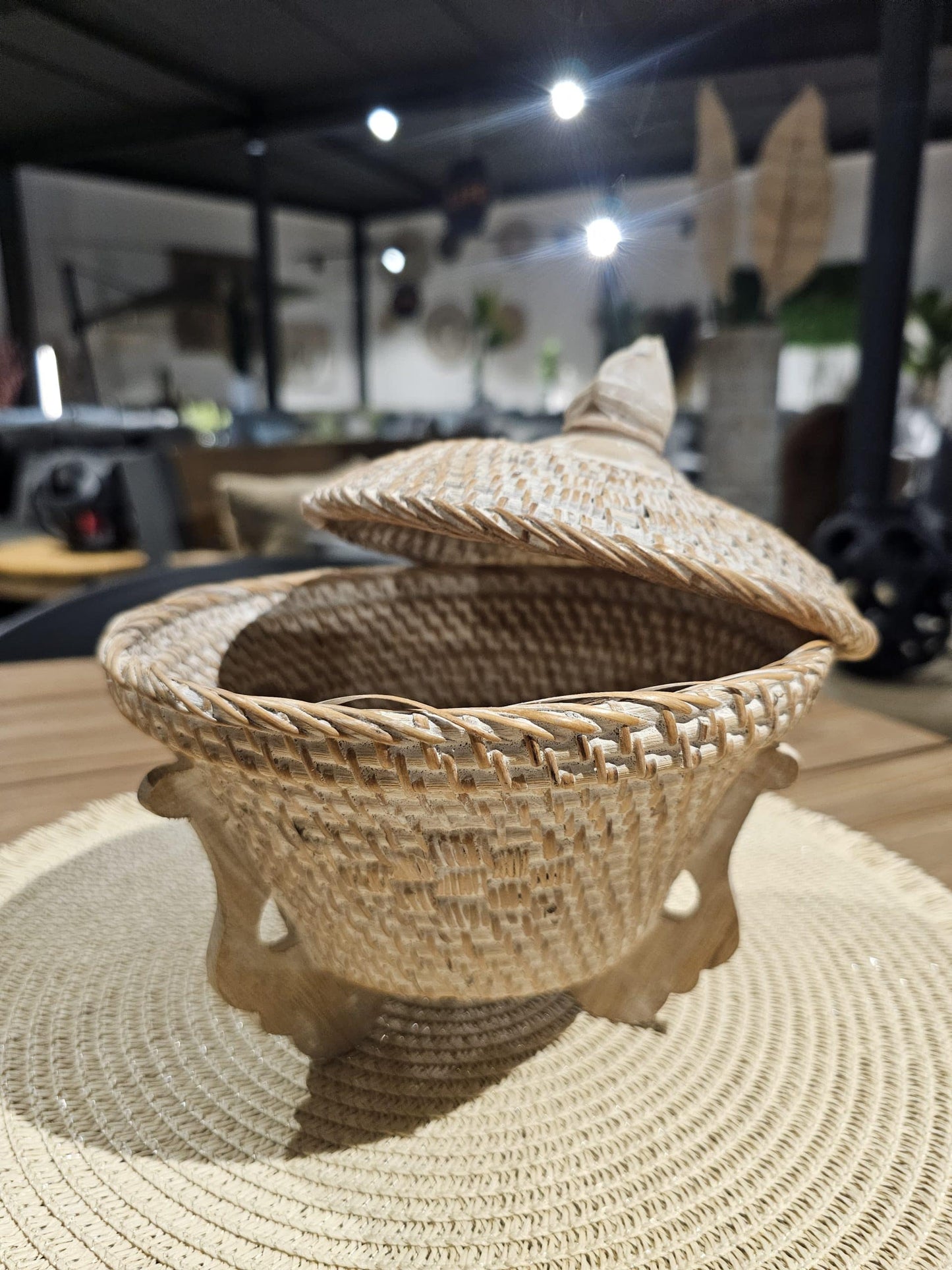 Whitewashed floating basket