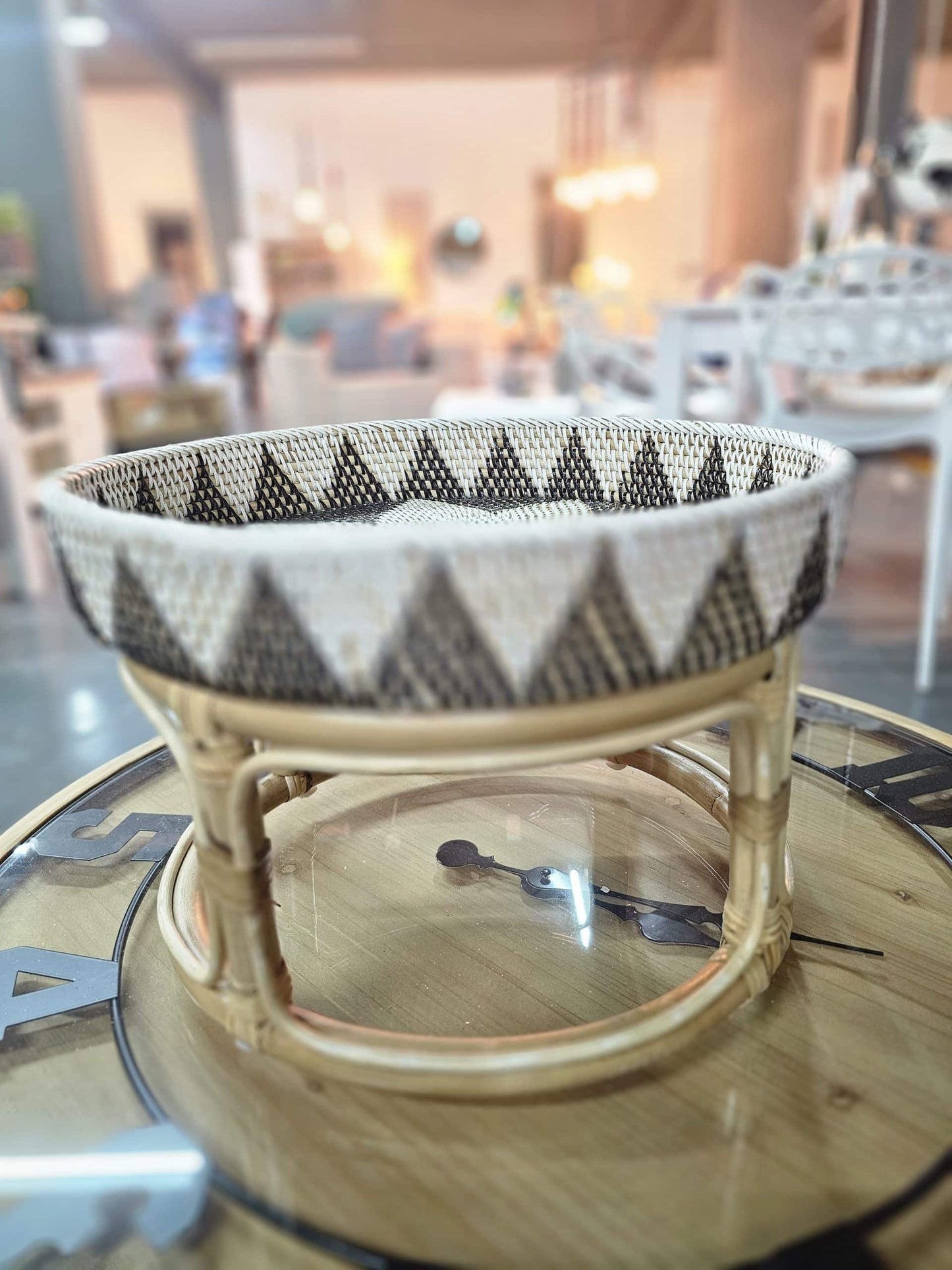 Raised bamboo tray table