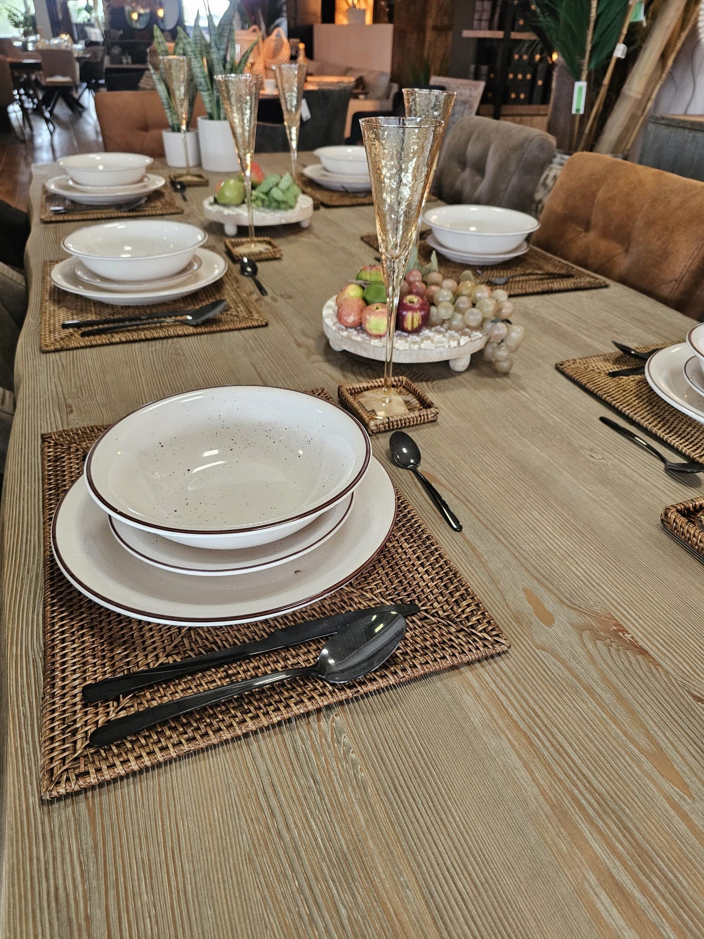 Rectangular rattan placemat