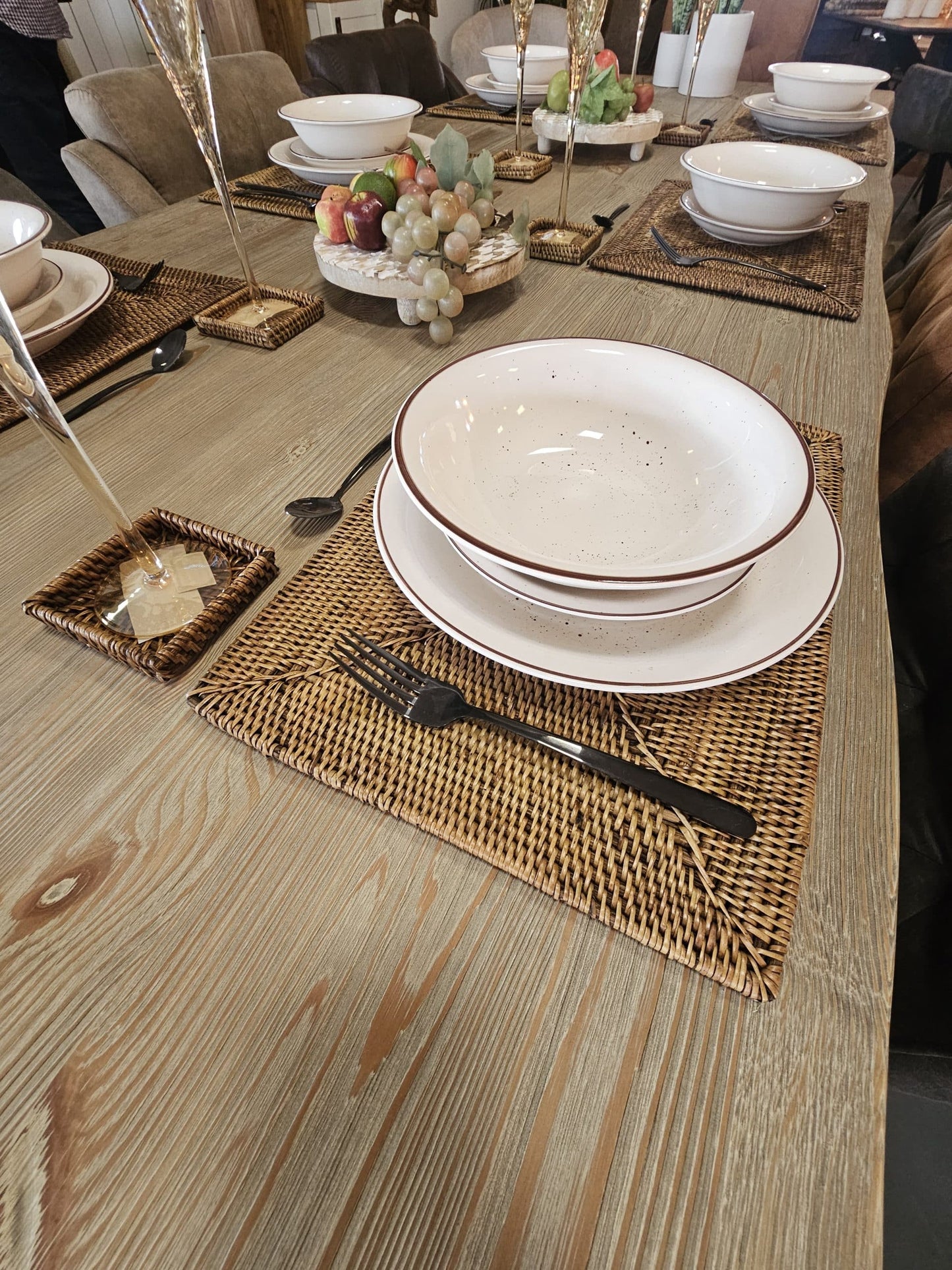 Rectangular rattan placemat