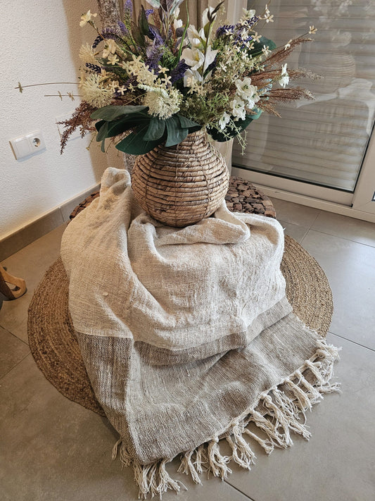 Linnen plaid with frills