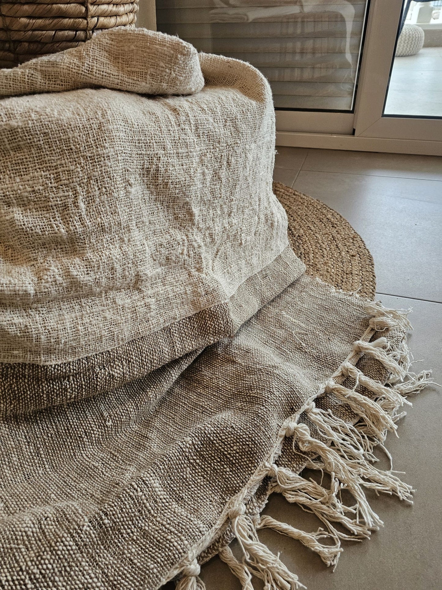 Linnen plaid with frills