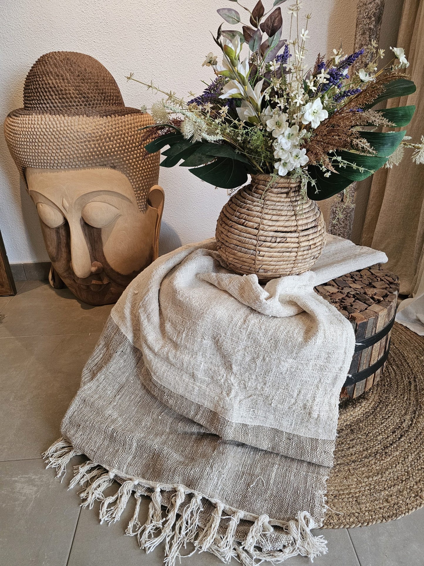 Linnen plaid with frills