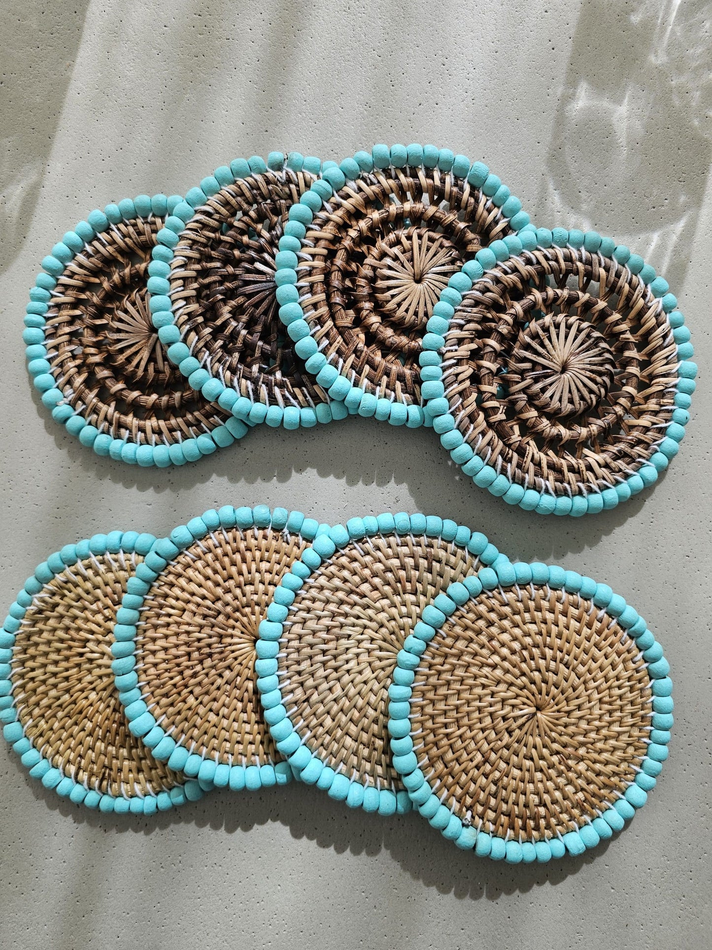 Coaster with Blue Beads