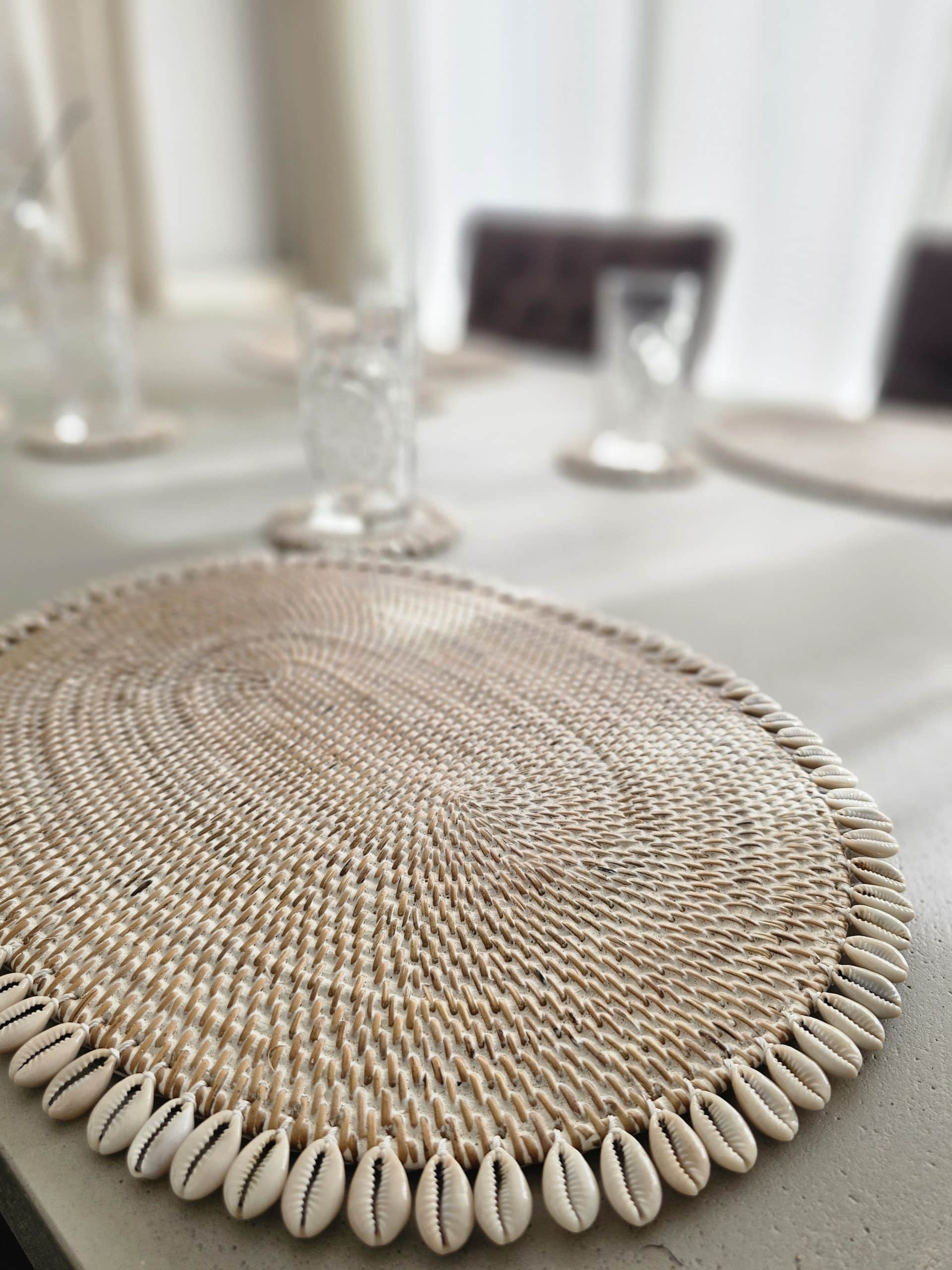 Oval Placemat with Shells in Two Colors