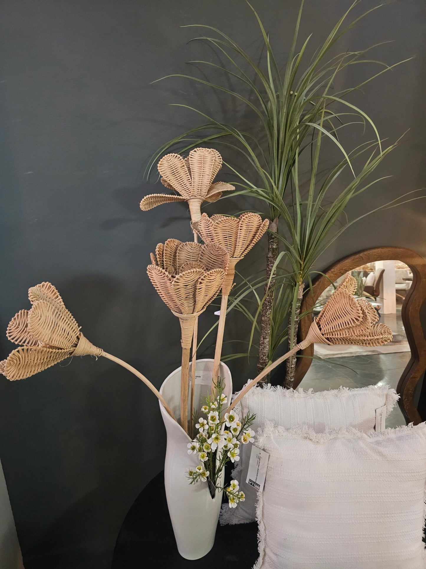 Rattan flower on stick