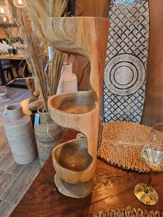 Wooden vertical three bowl Model Lembur