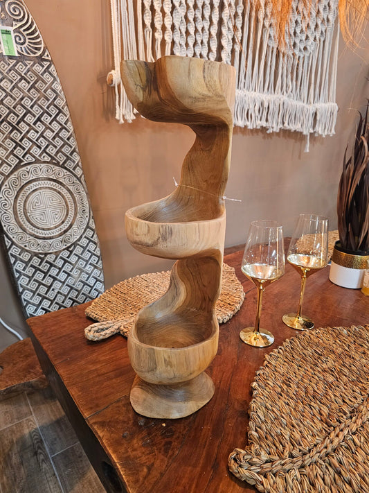 Wooden vertical three bowl Model Lembur