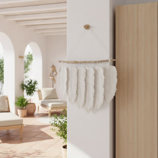 Macramé Feather Wall Hanging Model Harapan