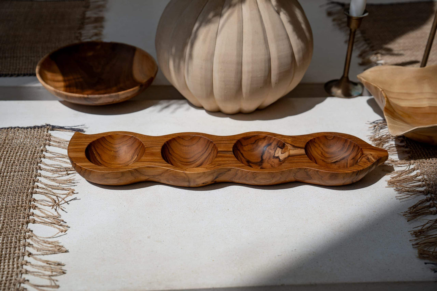 Wooden 4 hole sorting bowl