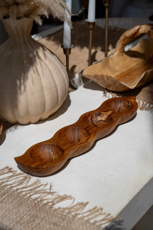 Wooden 4 hole sorting bowl