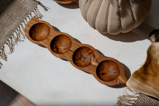 Wooden 4 hole sorting bowl