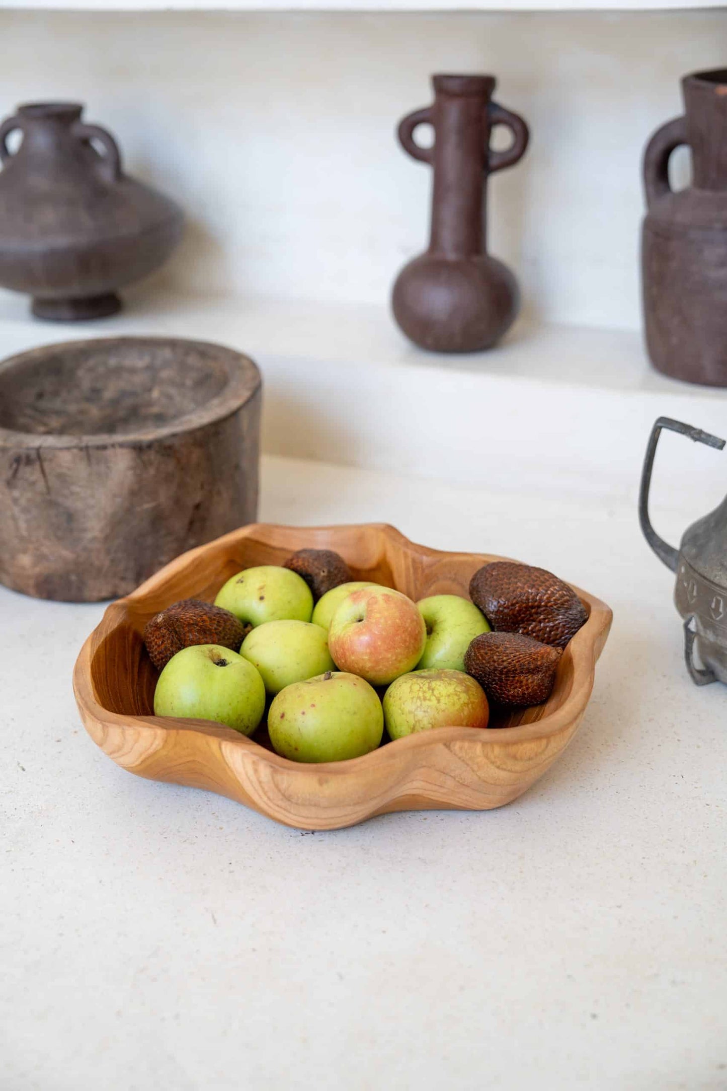 Free shape wooden fruit bowl