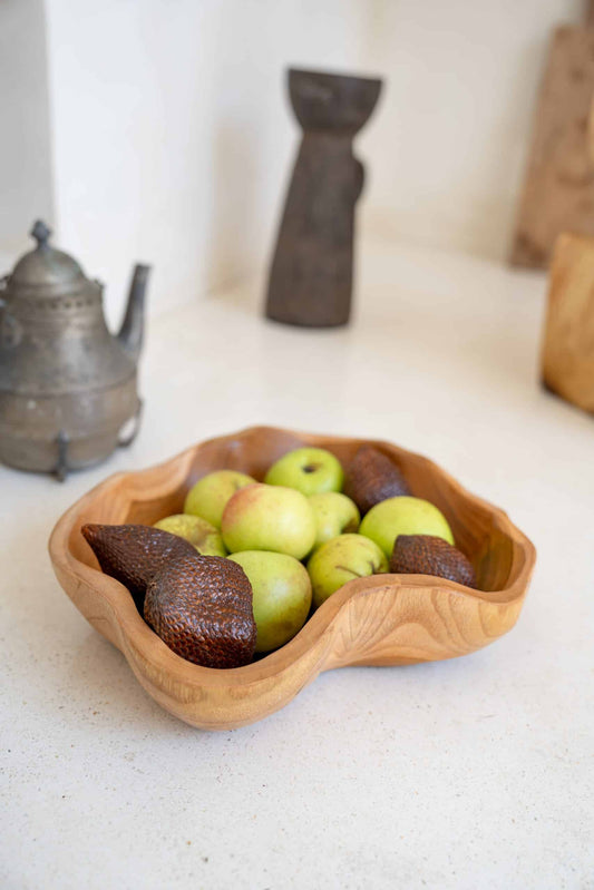 Free shape wooden fruit bowl