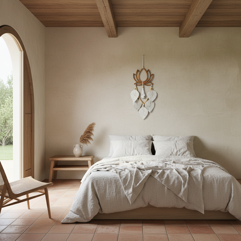 Tapiz de pared Lotus con hojas de macramé Modelo Batam