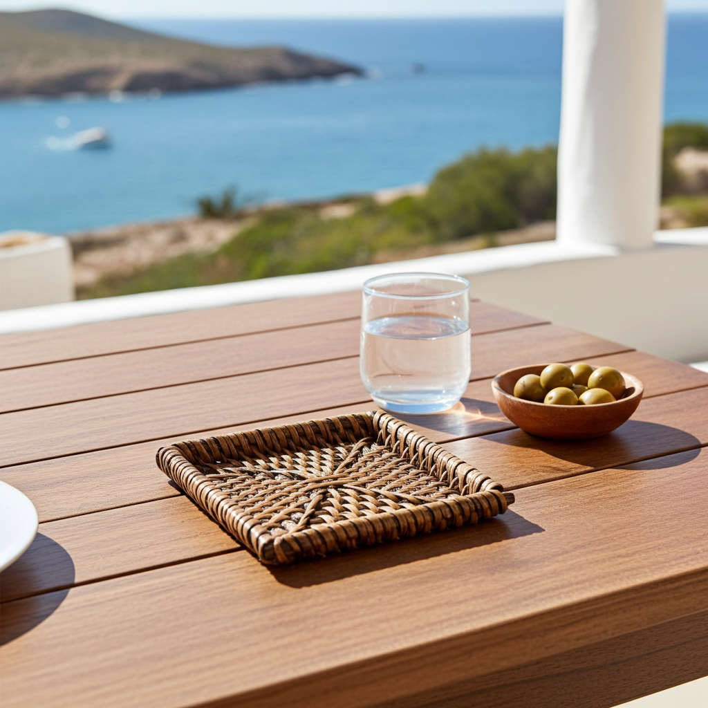 Square rattan coaster