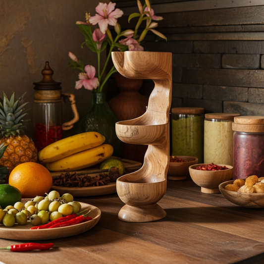 Wooden vertical three bowl Model Lembur