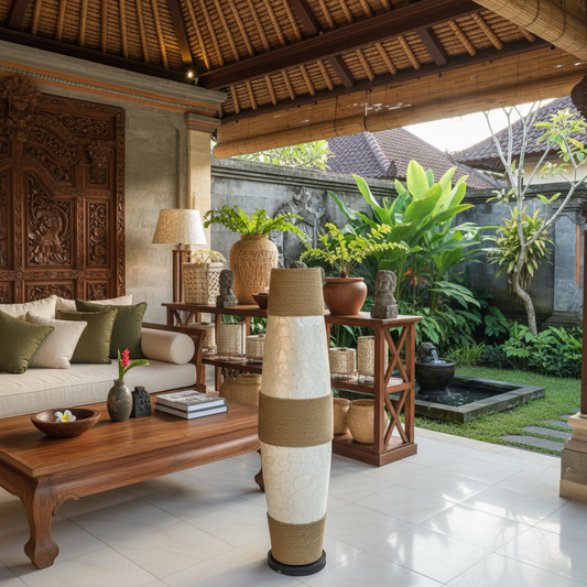 Tall Woven Rattan Table Lamp Model Karaweira