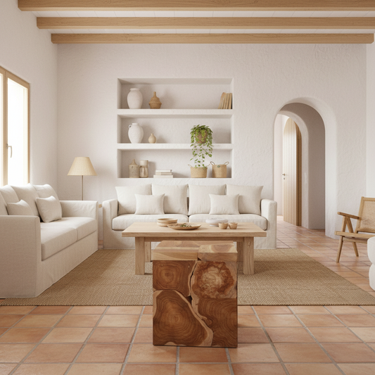 Teak Wood Mosaic Side Table Model Fanildo