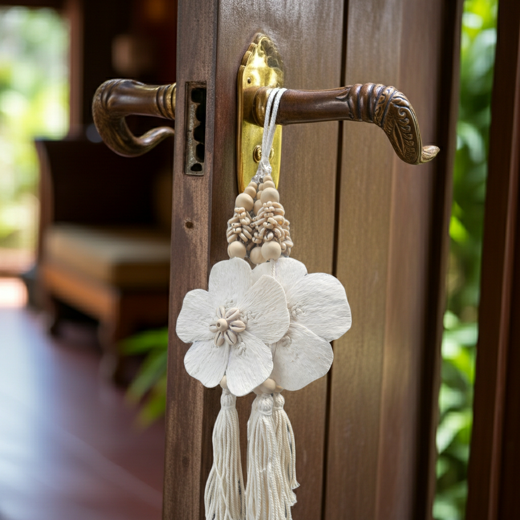 Handmade seashell and flower tassels