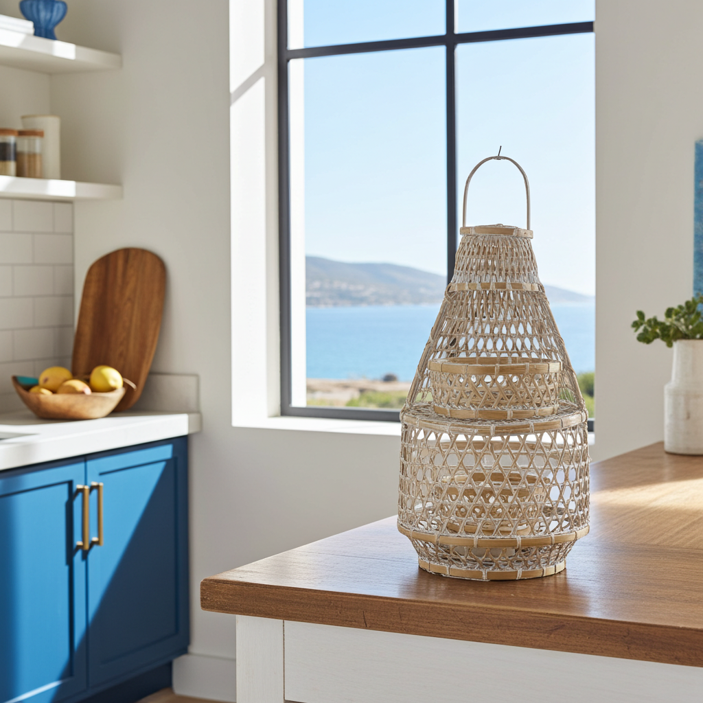 Decorative tiered white washed basket