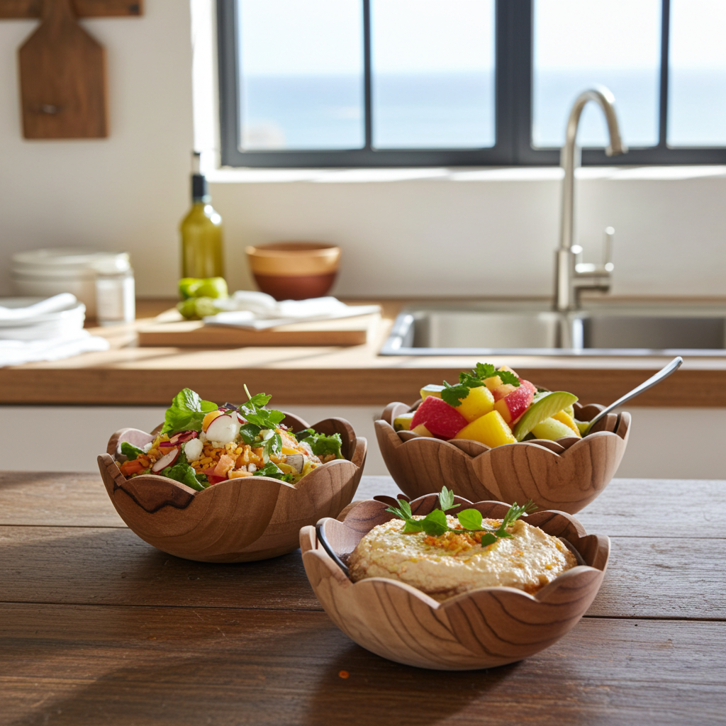 Nested set of hand-carved wooden bowls