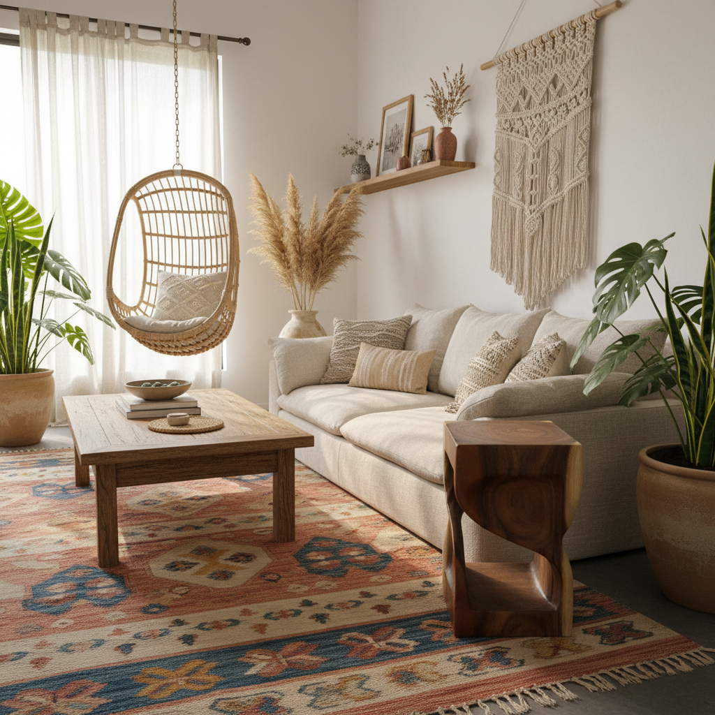 Sculptural Solid Wood Side Table Model Kimaam