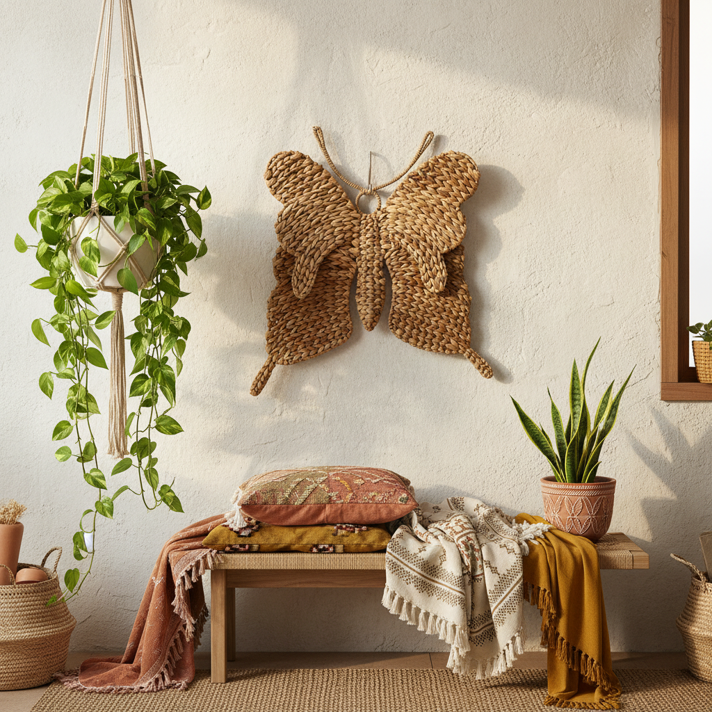 Woven Butterfly Wall Art Decoration Model Sempu