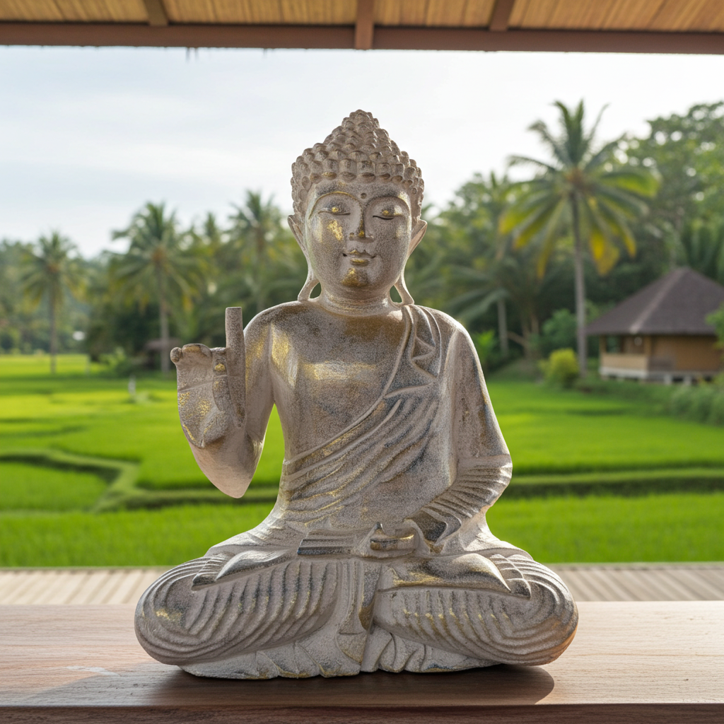 Buda dourado/branco de 60 cm