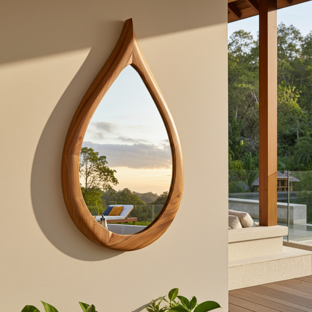 Organic shaped wall mirror. Model Menjatuhkan