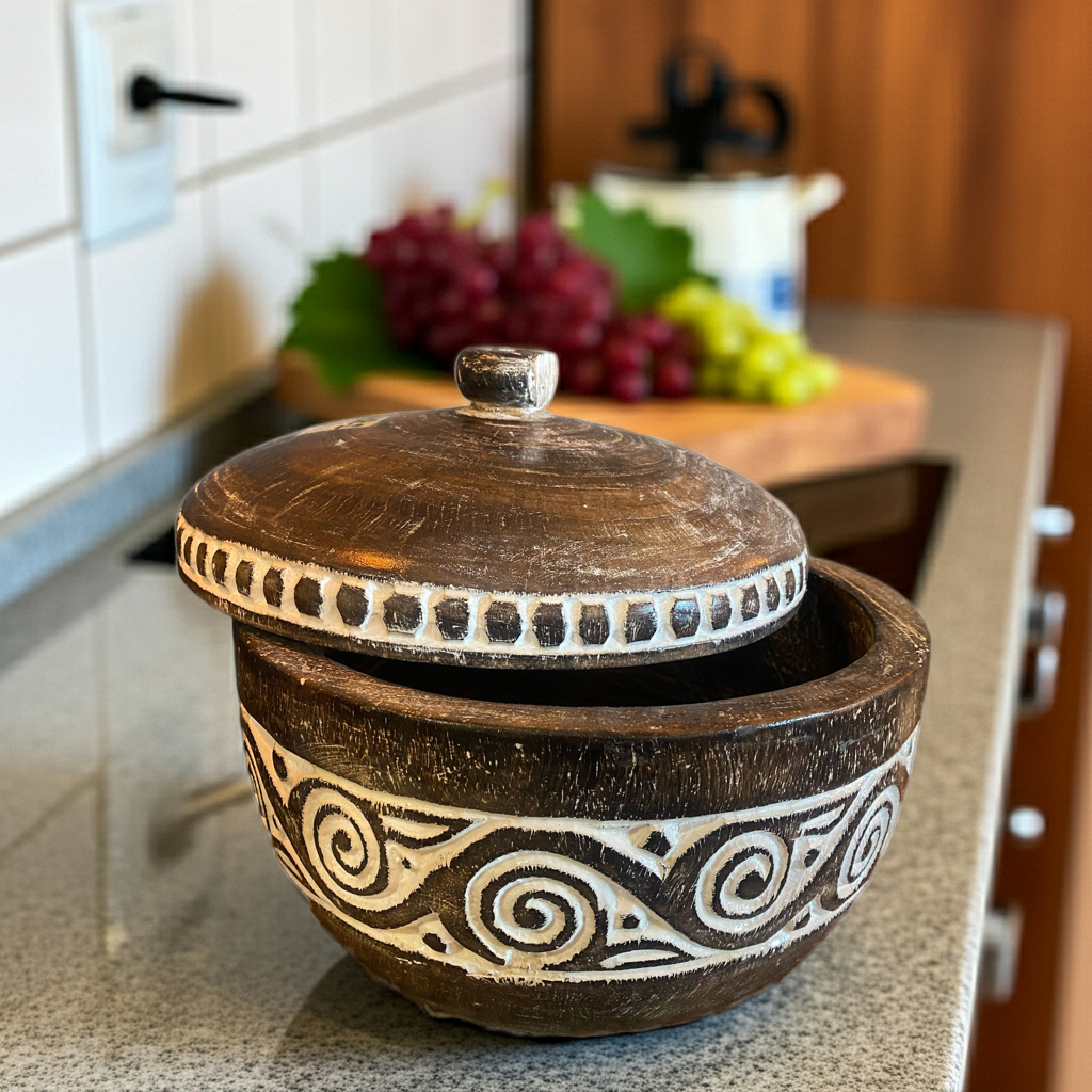 Timor wooden bowl with lid, Model Trucuk
