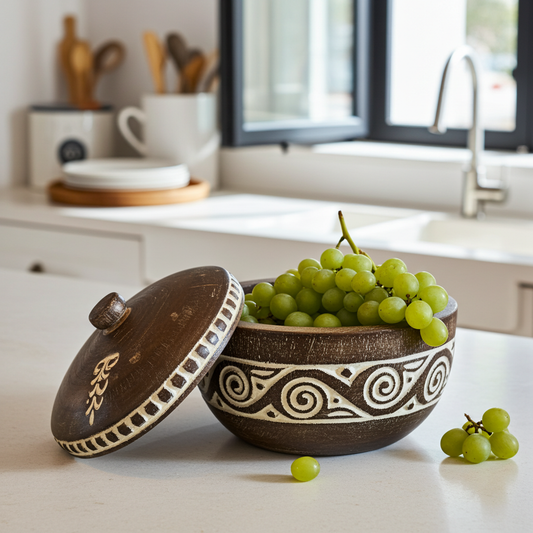 Timor wooden bowl with lid, Model Trucuk