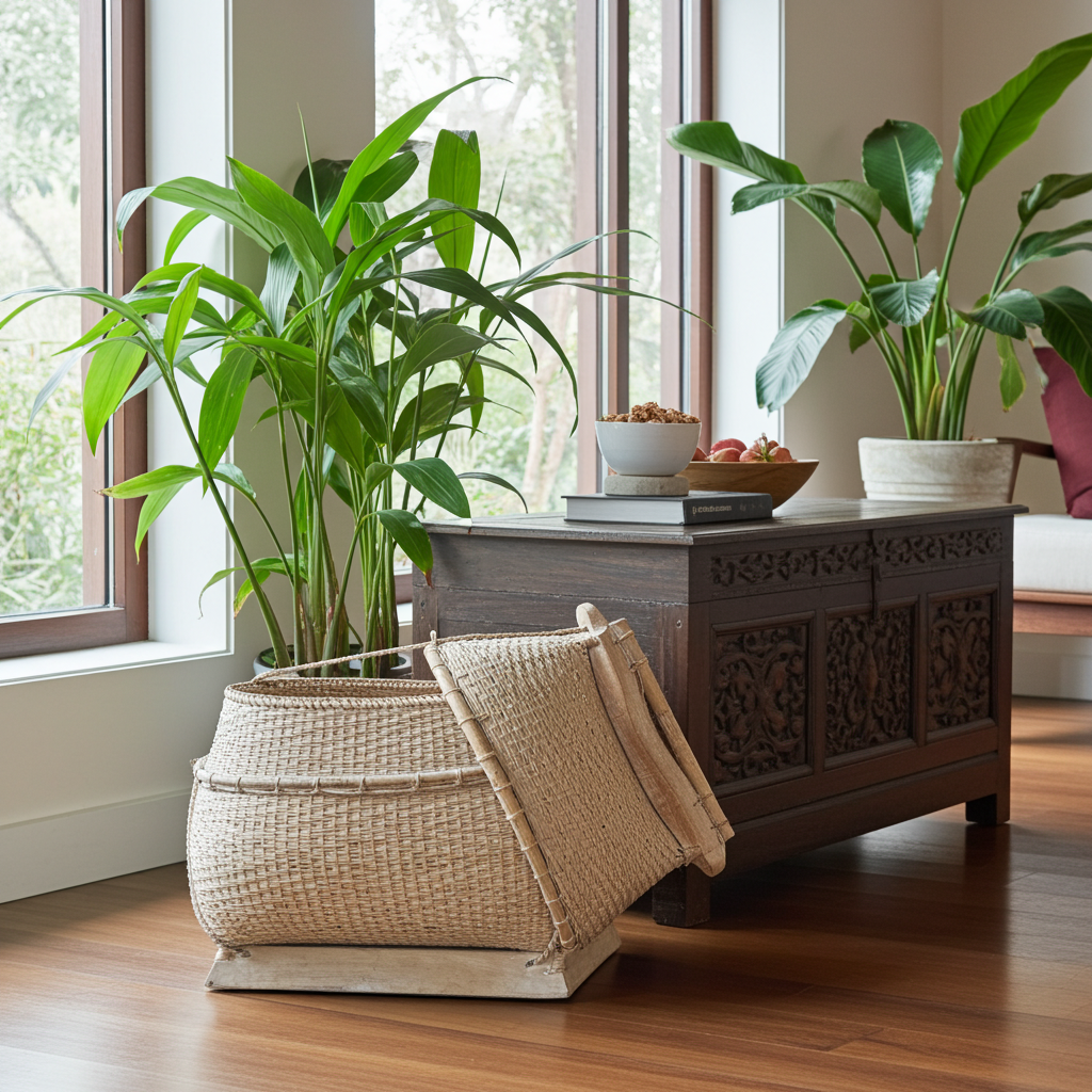 Rattan / bamboo newspaper basket in two colors