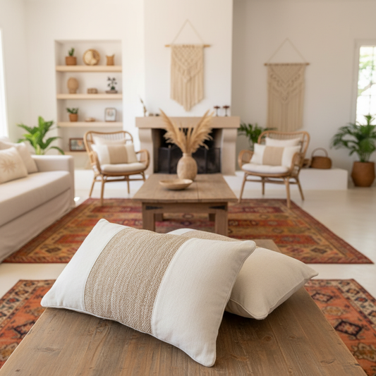 Woven Stripe Linen Cushion Cover Model Boo