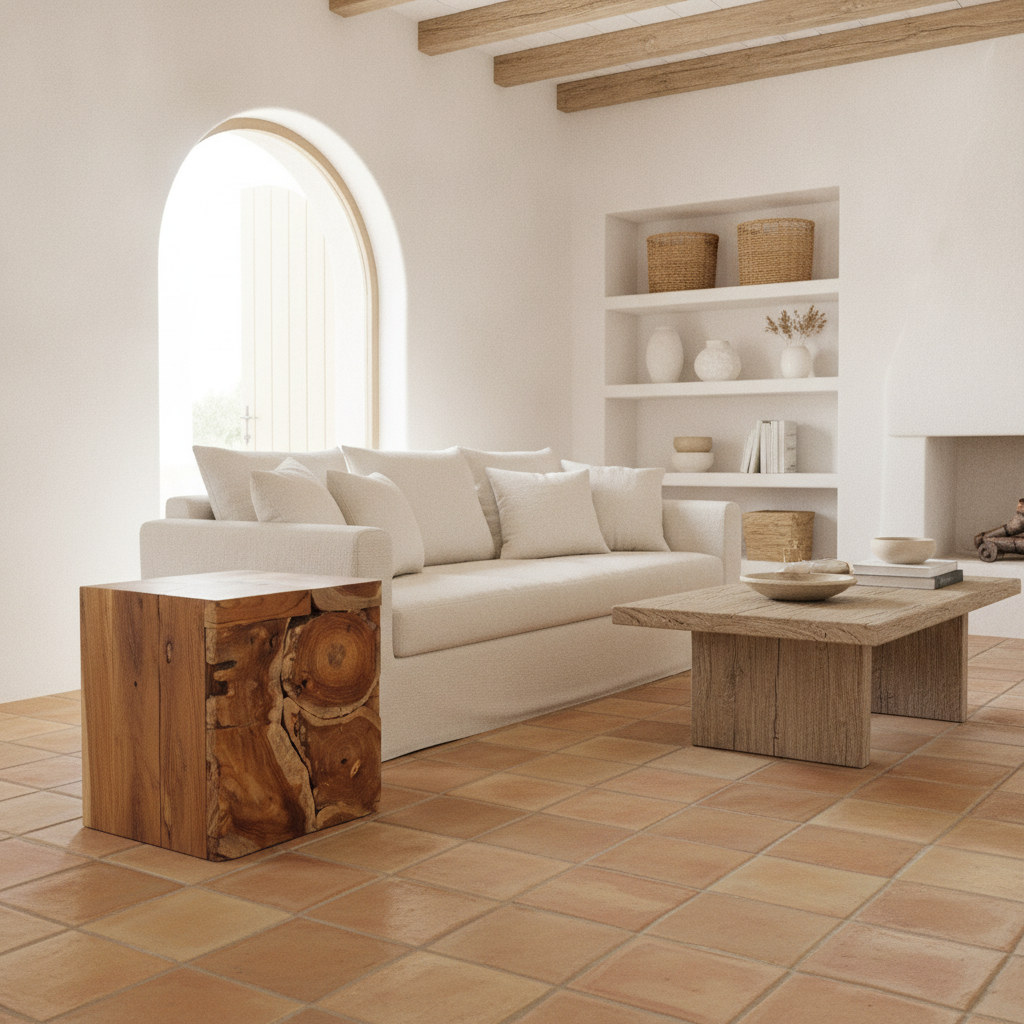 Teak Wood Mosaic Side Table Model Fanildo