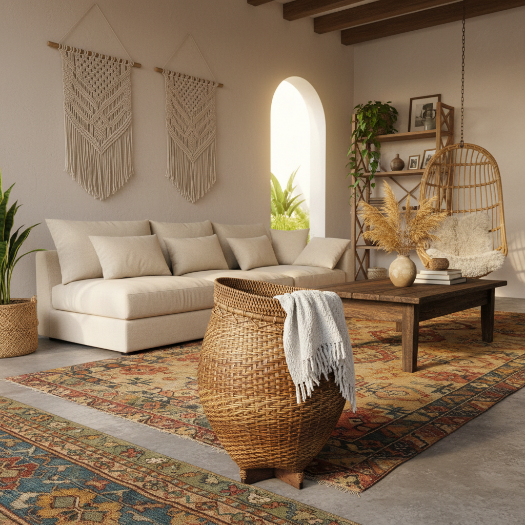 Large Woven Rattan Storage Basket Model Kimaam