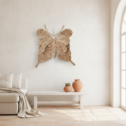 Modelo de Arte de Parede Borboleta em Erva Marinha Entrançada Leti