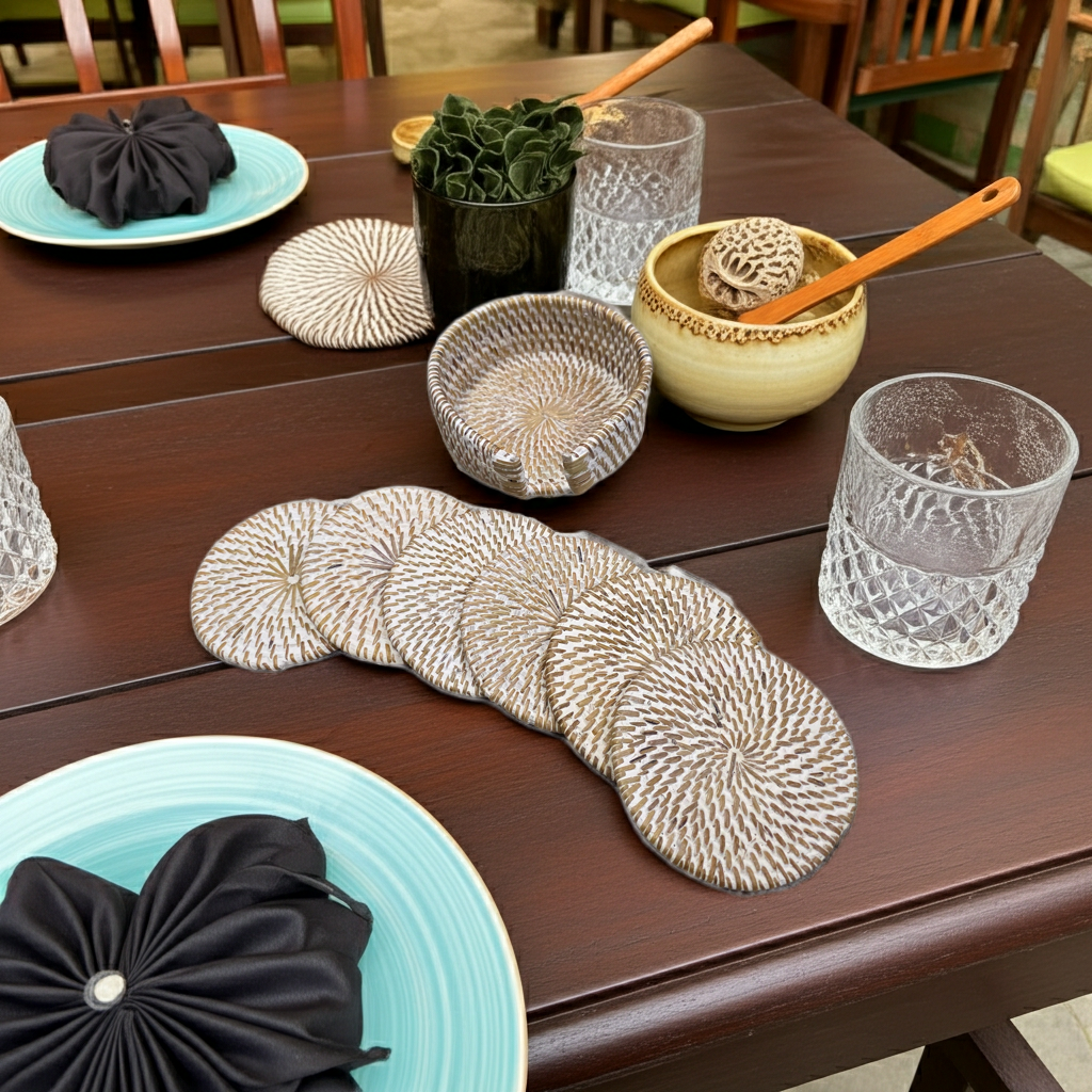 Set of 6 coastersin two colors. Model Tosi